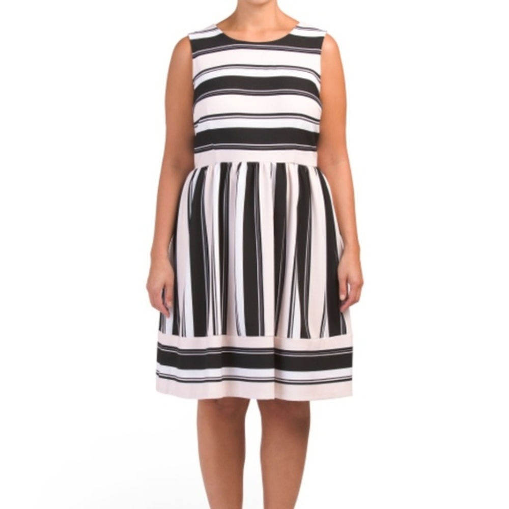 Sandra Darren Striped Fit & Flare Dress